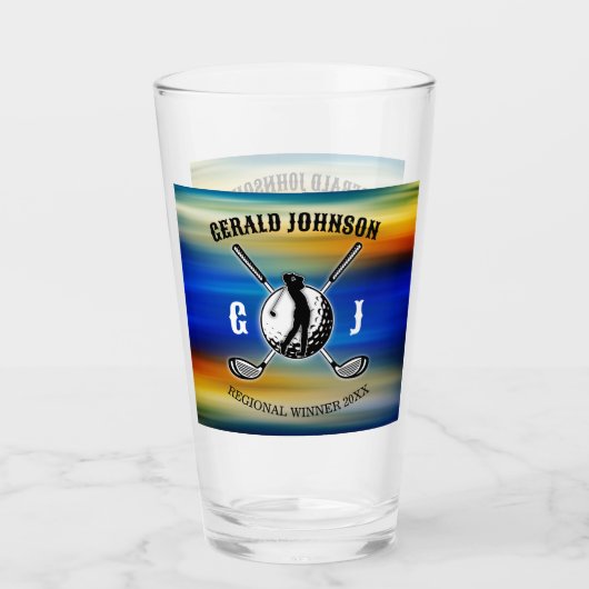 Benutzerdefiniertes elegantes Golf Monogram Design Glas (Vorderseite)