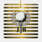 Benutzerdefiniertes elegantes Golf Monogram Design Keramikornament (Rückseite)