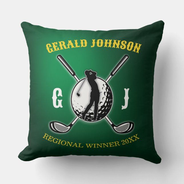Benutzerdefiniertes elegantes Golf Monogram Design Kissen (Vorderseite)