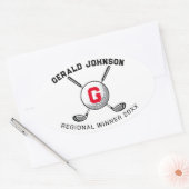 Benutzerdefiniertes elegantes Golf Monogram Design Ovaler Aufkleber (Umschlag)