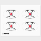 Benutzerdefiniertes elegantes Golf Monogram Design Ovaler Aufkleber (Blatt)