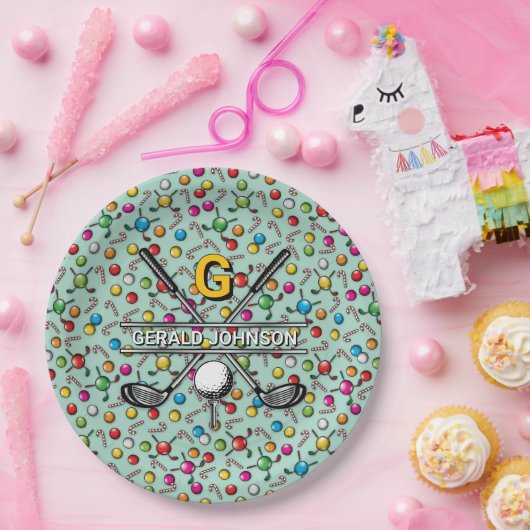 Benutzerdefiniertes elegantes Golf Monogram Design Pappteller (Party)