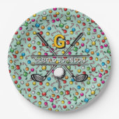 Benutzerdefiniertes elegantes Golf Monogram Design Pappteller (Vorderseite)
