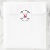 Benutzerdefiniertes elegantes Golf Monogram Design Quadratischer Aufkleber (Tasche)