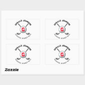 Benutzerdefiniertes elegantes Golf Monogram Design Rechteckiger Aufkleber (Blatt)