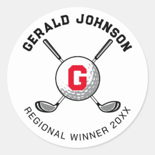 Benutzerdefiniertes elegantes Golf Monogram Design Runder Aufkleber