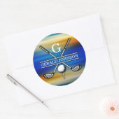 Benutzerdefiniertes elegantes Golf Monogram Design Runder Aufkleber (Umschlag)