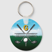 Benutzerdefiniertes elegantes Golf Monogram Design Schlüsselanhänger (Vorderseite)
