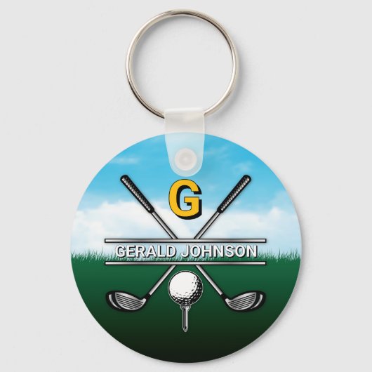 Benutzerdefiniertes elegantes Golf Monogram Design Schlüsselanhänger (Vorderseite)