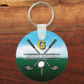 Benutzerdefiniertes elegantes Golf Monogram Design Schlüsselanhänger (Vorderseite)
