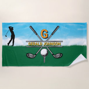 Benutzerdefiniertes elegantes Golf Monogram Design Strandtuch