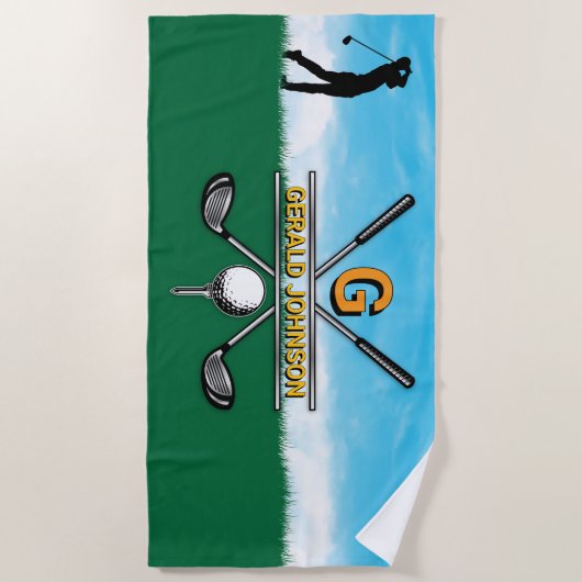 Benutzerdefiniertes elegantes Golf Monogram Design Strandtuch (Vorderseite)