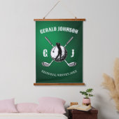 Benutzerdefiniertes elegantes Golf Monogram Design Wandteppich Mit Holzrahmen (Schlafzimmer)