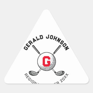 Benutzerdefiniertes elegantes Golf-Monogramm-Desig Dreieckiger Aufkleber