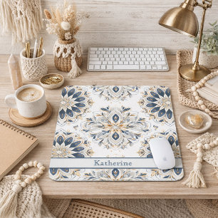 Benutzerdefiniertes Elegantes Mandala Gold Navy Mousepad