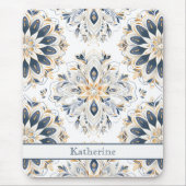 Benutzerdefiniertes Elegantes Mandala Gold Navy Mousepad (Vorne)