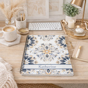 Benutzerdefiniertes Elegantes Mandala Gold Navy Notizblock