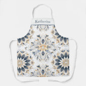 Benutzerdefiniertes Elegantes Mandala Gold Navy Schürze (Vorderseite)