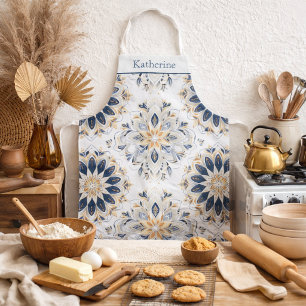 Benutzerdefiniertes Elegantes Mandala Gold Navy Schürze