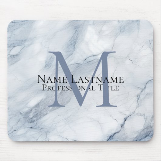 Benutzerdefiniertes elegantes Monogramm Hellblauer Mousepad (Vorne)