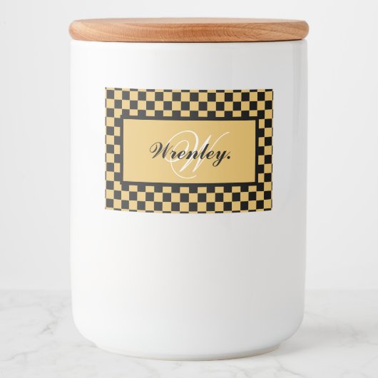 Benutzerdefiniertes Elegantes Monogramm Name Perso Lebensmitteletikett (Vorderseite)