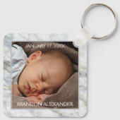 Benutzerdefiniertes elegantes Muster aus blauem gr Schlüsselanhänger (Rückseite)