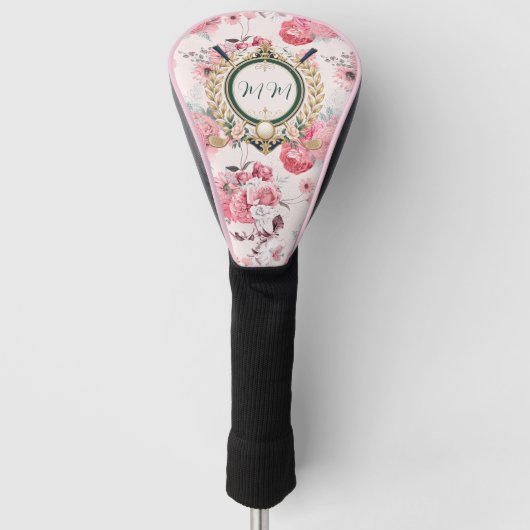 Benutzerdefiniertes Elegantes Rosa Monogramm Golf Headcover (Vorderseite)