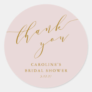 Benutzerdefiniertes Elegantes Rosa Skript Danke Br Runder Aufkleber