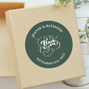 Benutzerdefiniertes Elegantes Salbeigrünes Dankesc Runder Aufkleber