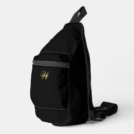 Benutzerdefiniertes Elegantes Schwarz Gold Initial Crossbody Bag