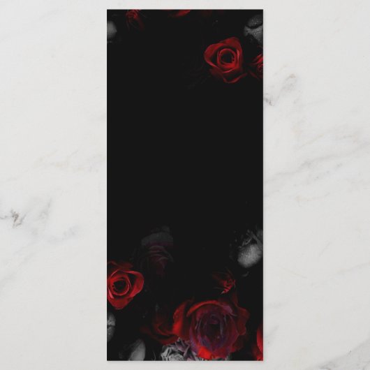 Benutzerdefiniertes elegantes Schwarz-Rot-Flora-Ho Menükarte (Rückseite)