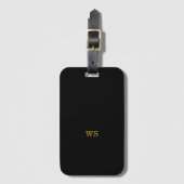 Benutzerdefiniertes elegantes schwarzes Monogramm Gepäckanhänger (Vorderseite Vertikal)