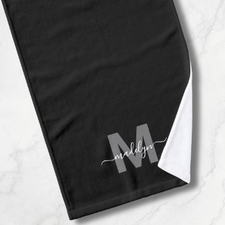 Benutzerdefiniertes elegantes Schwarznamenmonogram Handtuch