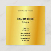 Benutzerdefiniertes elegantes Template Gold Look M Quadratische Visitenkarte (Rückseite)