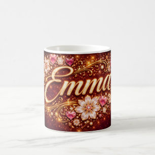 Benutzerdefiniertes Emma Gold Rosa Herzen Romantis Kaffeetasse