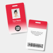 Benutzerdefiniertes Employee Foto rot Ausweis (Vorder- & Rückseite)