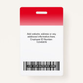 Benutzerdefiniertes Employee Foto rot Ausweis (Rückseite)