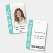 Benutzerdefiniertes Employee Grosses Foto, BarCode Ausweis (Front & Back)