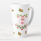 Benutzerdefiniertes Erdbeer-Monogramm Milchtasse (Rechte Ecke)