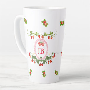 Benutzerdefiniertes Erdbeer-Monogramm Milchtasse