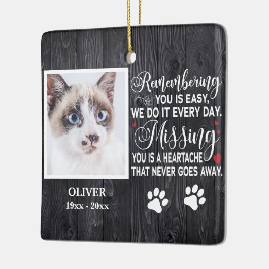 Benutzerdefiniertes Erinnerungsschreiben für Cat Keramikornament (Links)