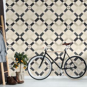 Benutzerdefiniertes erstes Beige und graues Gitter Tapete
