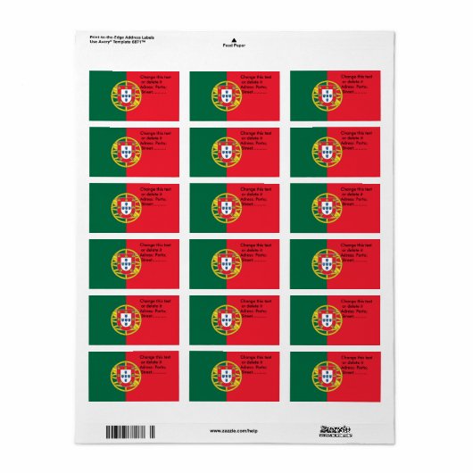 Benutzerdefiniertes Etikett mit der Flagge Portuga Adressaufkleber (Vorne)