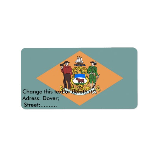Benutzerdefiniertes Etikett mit Flag von Delaware, Adressaufkleber (Vorne)