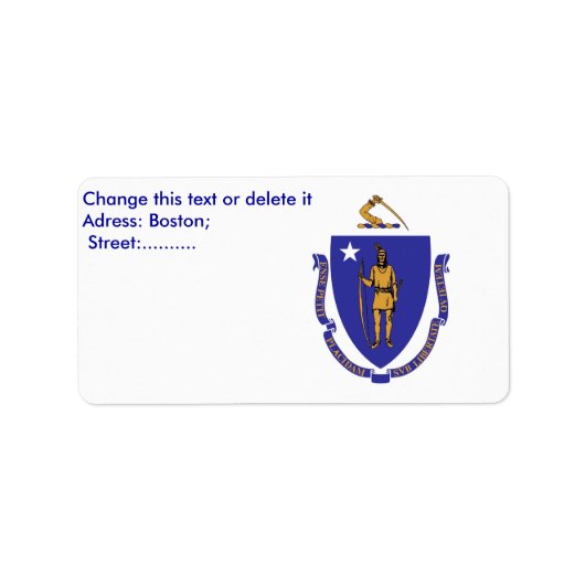 Benutzerdefiniertes Etikett mit Flag von Massachus Adressaufkleber (Vorne)