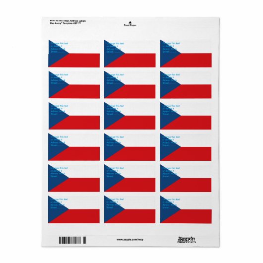 Benutzerdefiniertes Etikett mit tschechischer Flag Adressaufkleber (Vorne)
