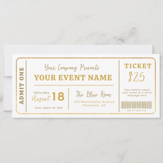 Benutzerdefiniertes Event-Ticket, Konzert-Fake-Tic Einladung (Vorderseite)