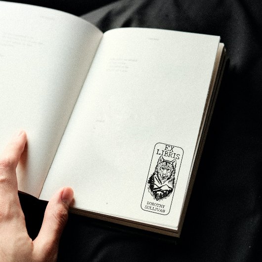 Benutzerdefiniertes Ex Libris, Forest Wolf Library Gummistempel