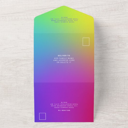 Benutzerdefiniertes Eyecatching Rainbow Modernes E All In One Einladung (Außenbereich)