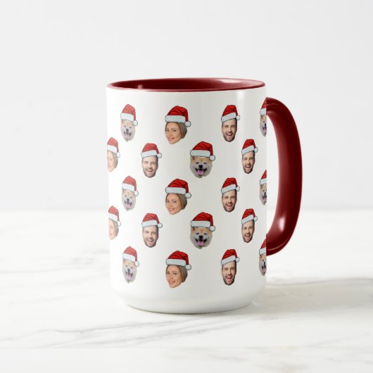 Benutzerdefiniertes Face Weihnachtsmannmütze 3 Fot Tasse (VorderseiteRechts)